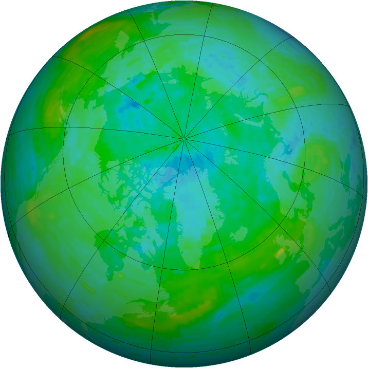 Arctic ozone map for 25 July 1993